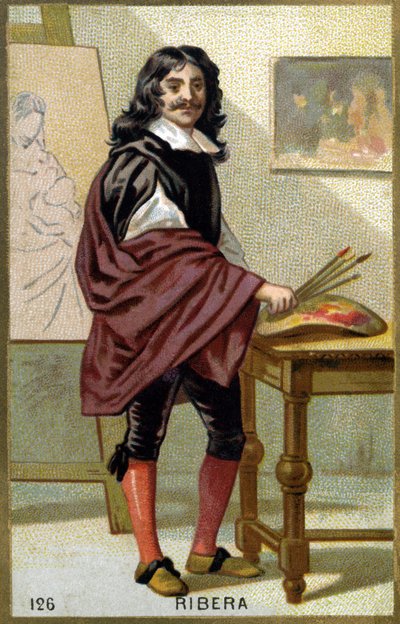 Porträt von Jose de Ribera genannt il Spagnoletto „der Spanier“ (1591-1652), spanischer Maler und Graveur - Chromolithographie des 19. Jahrhunderts von Unknown artist