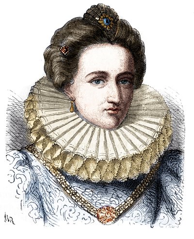 Porträt von Leonora Dori (oder Dosi) genannt Galigai, Marschallin von Ancre (1568-1617). Sie trägt einen Spitzenkragen - in „Histoire de France populaire“ von Henri Martin von Unknown artist