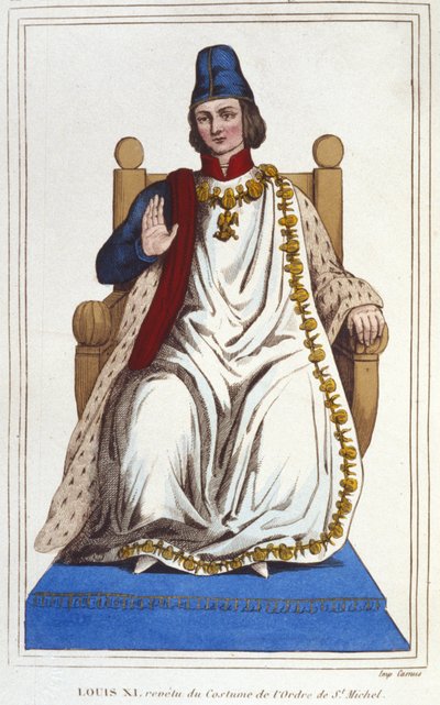 Porträt von Ludwig XI. im Kostüm des Ordens von Saint Michel (1423 - 1483) (Gravur 1830) von Unknown artist