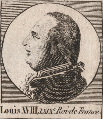 Porträt von Ludwig XVIII. (1755-1824), genannt der Begehrte, König von Frankreich und Navarra von 1814 bis 1815 und von 1815 bis 1824 - Gravur aus „Instruction sur l