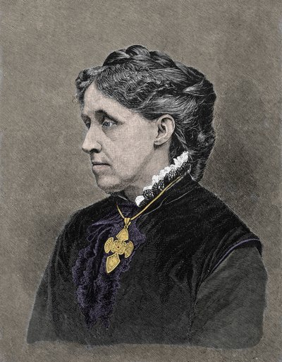 Porträt von Louisa May Alcott (1832-1888), amerikanische Schriftstellerin. Farbgravur aus dem 19. Jahrhundert von Unknown artist