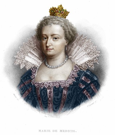 Porträt von Maria von Medici (1573 - 1642), Ehefrau von Heinrich IV. und Mutter von Ludwig XIII. (Gravur von 1836) von Unknown artist