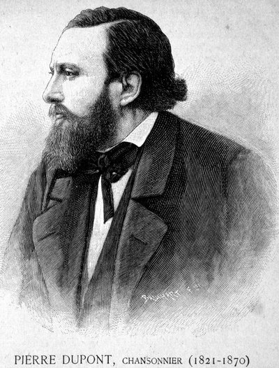 Porträt von Pierre Dupont, Chansonnier (1821 - 1870) - in „Les Contemporains“, n.d. Ende 19. Jahrhundert von Unknown artist