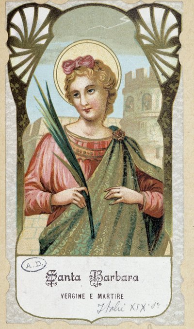 Porträt von „Santa Barbara vergine e martire“, italienisches Andachtsbild von Unknown artist