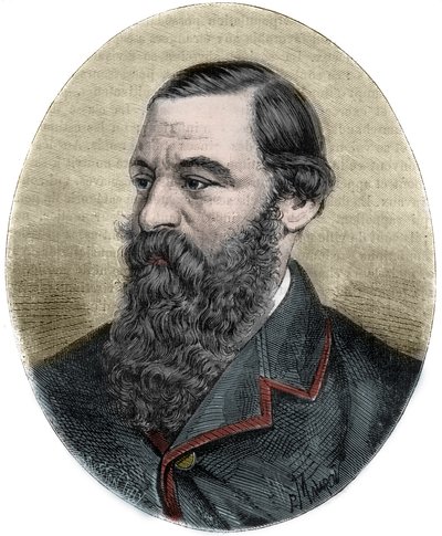 Porträt von Sir Samuel Baker (1821-1893), Gravur aus „Bildergeschichte der großen Reisen im neunzehnten Jahrhundert“. 1877 von Unknown artist