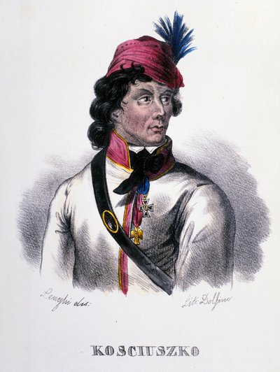 Porträt von Thaddeus (Tadeusz) Kosciuszko (Kosciusko), polnischer Soldat (1746-1817). Gravur des 19. Jahrhunderts von Unknown artist