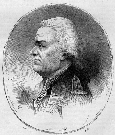 Porträt des Grafen von Grasse (François Joseph Paul, Marquis de Grasse Tilly) (1722-1788), französischer Admiral, der am Amerikanischen Unabhängigkeitskrieg (1775-1783) teilnahm. Gravur von 1881 von Unknown artist