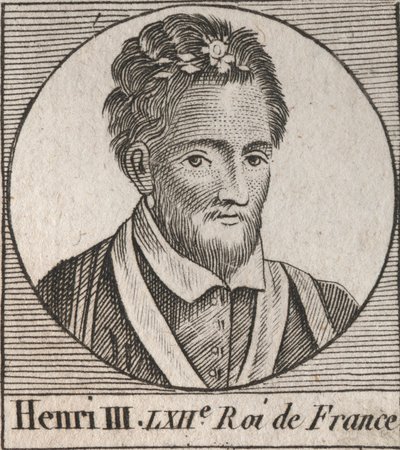 Porträt von König Heinrich III. von Frankreich (1551-1589) - Porträt von Heinrich III. (1551-89) König von Frankreich - Gravur aus „Instruction sur l