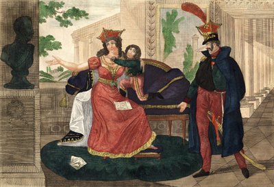 Prinzessin Poniatowski erfährt vom Tod ihres Mannes - Gravur der Zeit von Unknown artist