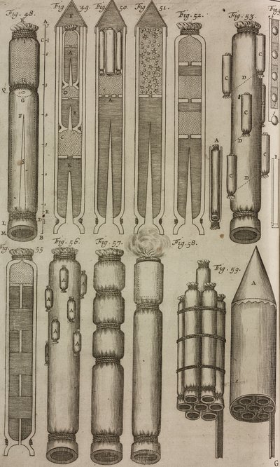 Pyrotechnische Raketen und Instrumente, aus Grand Art d