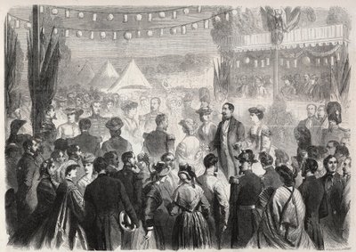 Improvisierter Ehrentanz von Napoleon III. (1808-1873) im Lager der Grenadiere in Vichy am 21. Juli 1861 - Gravur in „Le Monde Illustré“ von Unknown artist
