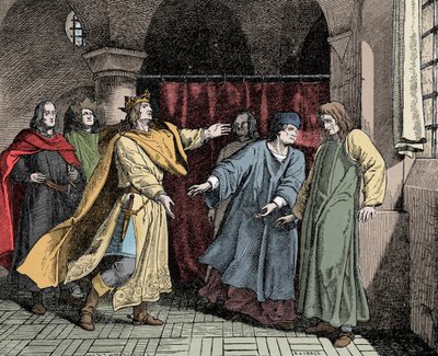 Versöhnung von Ludwig mit Friedrich - Versöhnung zwischen Kaiser Ludwig IV. des Heiligen Römischen Reiches (oder Ludwig III. von Bayern) von Unknown artist