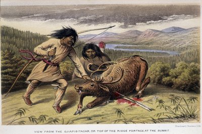 Rentier jagende Indianer - in "Erkundung der Labrador-Halbinsel" von Hind, London von Unknown artist