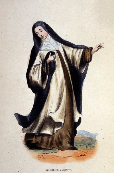 Religiöser Maronit. Gravur aus einem Album über religiöse Orden, Paris von Unknown artist