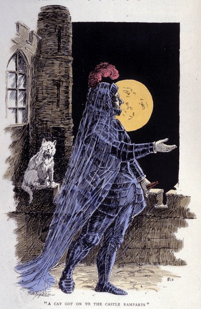 Darstellung eines Geistes bei Vollmond. Gravur von 1894 von Unknown artist