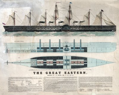 Darstellung des britischen Schiffs Great Eastern, des ersten Riesenliners, eingeweiht 1858, entworfen von Isambard Kingdom Brunel von Unknown artist