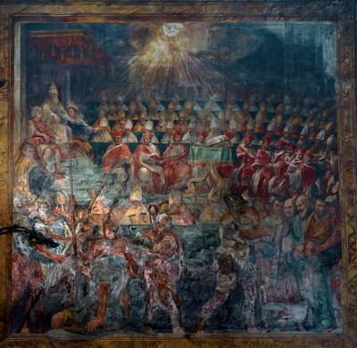 Darstellung des Ersten Konzils von Nicäa, Erstes Ökumenisches Konzil, im Jahr 325 von Unknown artist