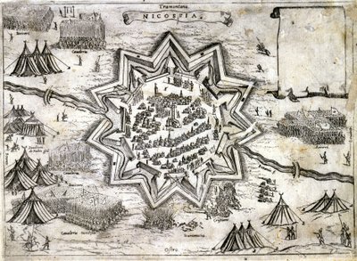 Darstellung der Belagerung von Nikosia auf der Insel Zypern im Jahr 1191 während des 3. Kreuzzugs durch Richard Löwenherz. 16. Jahrhundert. von Unknown artist
