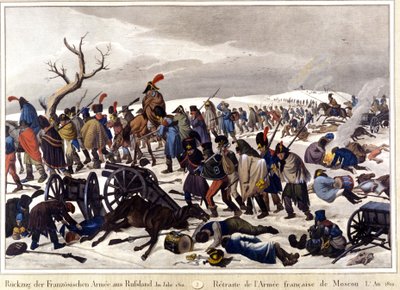 Rückzug der französischen Armee aus Moskau im Jahr 1812. Gravur aus dem 19. Jahrhundert von Unknown artist