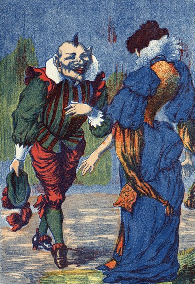 Riquet stellt sich der Prinzessin erneut vor. Illustration für „Riquet mit der Locke“, Märchen von Charles Perrault (1628-1703), französischer Schriftsteller. Anonyme Illustration. Bild von Marcel Vagne, Jarville Nancy, undatiert (spätes 19. Jahrhundert) von Unknown artist