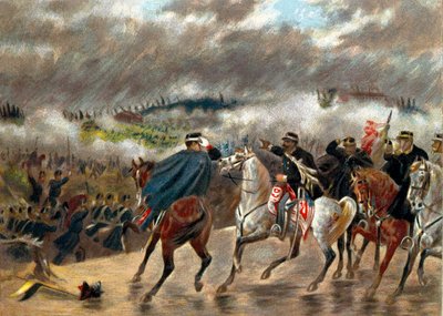 Risorgimento - Italienische Kampagne (1859): Viktor Emanuel II. während der Schlacht von San Martino am 24.06.1859 von Unknown artist