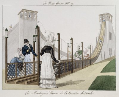 Achterbahn an der Barriere du Roule, Anfang des 19. Jahrhunderts "Le Bon Genre", Nr. 97 von Unknown artist