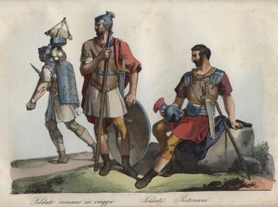 Römische Soldaten und Prätorianergarde - Gravur aus „Usi e Costumi di Tutti i Popoli dell
