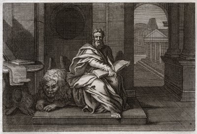 Bibel von Royaumont, Neues Testament: Der Evangelist Sankt Markus mit dem Löwen. Illustration von 1811 von Unknown artist