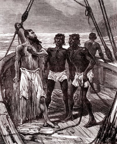 Gummitransport auf dem Maroni-Fluss, Guyana von Unknown artist