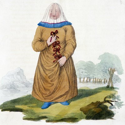 Russische Frau eines Ostiak-Stammes in traditioneller Tracht (Khanty oder Khante: Paleosibirische Jäger, im Waldgebiet des mittleren Ob-Tals) von Unknown artist