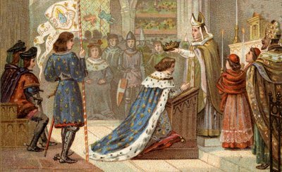 Krönung von Karl VII. (1403-1461) in der Kathedrale von Reims (17. Juli). von Unknown artist
