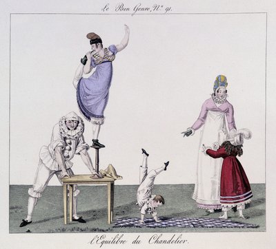 Gaukler: Balance des Kerzenhalters - in „The good genre“, Anfang 19. Jahrhundert von Unknown artist