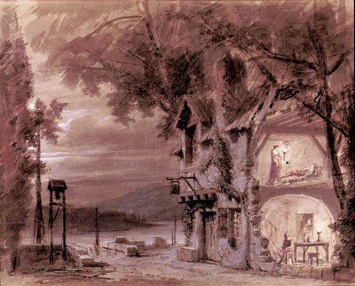 Szenografie von Philippe Chaperon für die Oper „Rigoletto“ des italienischen Komponisten Giuseppe Verdi (1813-1901) für die Aufführung an der Pariser Oper von Unknown artist