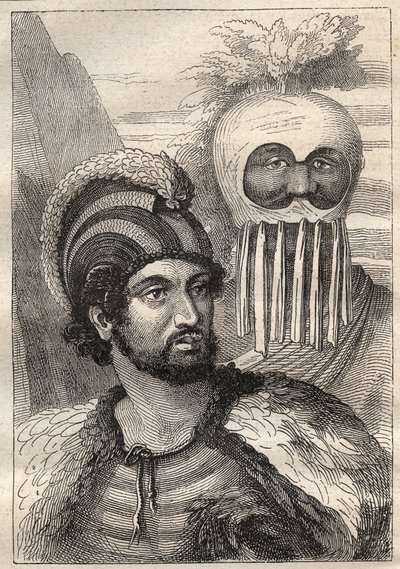 Zweite Reise (1772-1775) von Kapitän James Cook (1728-1779): Typen der Sandwichinseln (Cook-Inseln, Südliche Sandwichinseln) - Illustration aus „Die großen Seefahrer des 18. Jahrhunderts“ von Unknown artist