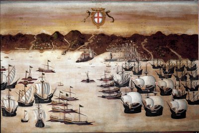Schiffe im Hafen von Genua (16. Jahrhundert) von Unknown artist