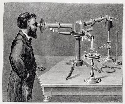 Spektroskop zum Vergleich der Spektren terrestrischer Elemente mit denen himmlischer Körper von Unknown artist