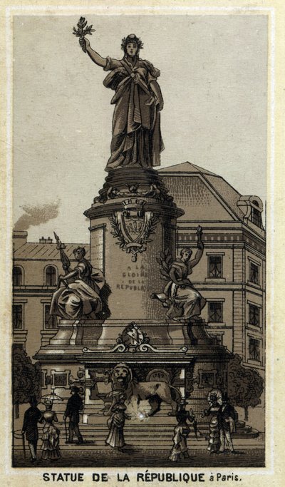 Statue der Republik, Place de la Republique in Paris. Chromolithographie aus dem späten 19. Jahrhundert. von Unknown artist