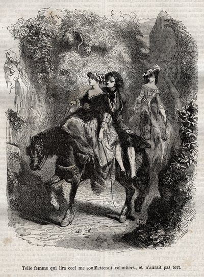 Eine Frau, die dies liest, würde mir gerne einen blasen und hätte nicht Unrecht. - Illustration für die „Bekenntnisse“ von Jean-Jacques Rousseau - Gravur von 1849 von Unknown artist