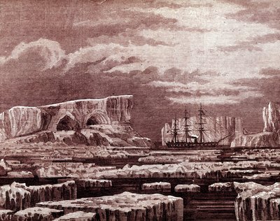 Das Challenger-Boot inmitten der Eisberge von Unknown artist