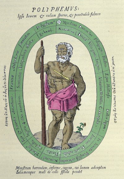 Der Zyklop Polyphem (Polyphemus), Satire gegen Nicolas Durand de Villegagnon, französischer Militär und Entdecker (1510-1571) von Unknown artist