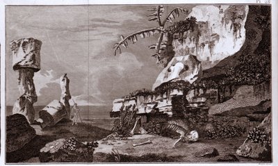 Die Osterinsel (Rapa Nui) in Polynesien nach den „Viaggi del Capitano Cook“, Gravur des 19. Jahrhunderts von Unknown artist