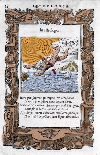 Der Sturz des Ikarus - Der Sturz des Ikarus. Farbige Xylographie des 16. Jahrhunderts von Unknown artist