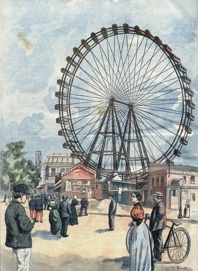 Das Riesenrad der Weltausstellung 1900 in Paris. von Unknown Artist