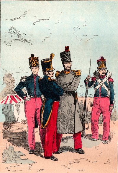 Die französische Armee unter der Herrschaft von Louis Philippe von 1830 bis 1848 - Linie - Gravur von 1882 in „Histoire de dix ans: 1830-1840“ Louis-Blanc (1811-1882) von Unknown artist