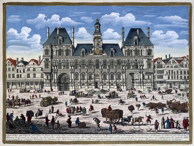 Das Hôtel de Ville de Paris und sein Platz im 16. Jahrhundert - Gravur von Unknown artist