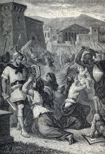 Die Intervention der Sabinerinnen. Stich 1884 von Unknown artist
