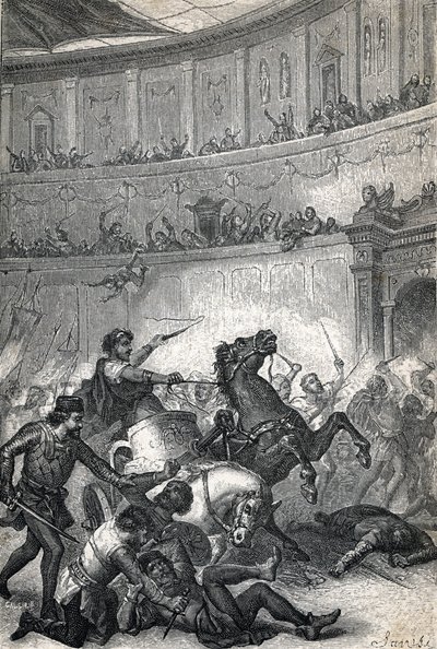Das Massaker von Thessaloniki 390. Stich 1884 von Unknown artist