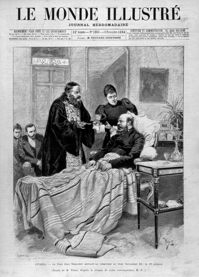 Der Papst gibt Zar Alexander III. die Kommunion. „The Illustrated World“. 10.11.1894. von Unknown artist