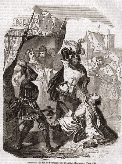 Die Ermordung des Herzogs von Burgund (Jean sans peur) auf der Brücke von Montereau - in „Geschichte Frankreichs“ von Anquetil, Paris von Unknown artist