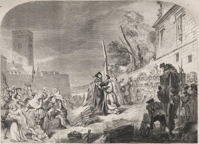 Die Verbrennung der Bischöfe Nicholas Ridley und Hugh Latimer auf dem Scheiterhaufen in der Nähe der Tore des Balliol College, Oxford, England von Unknown artist
